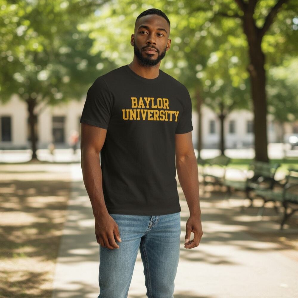 Baylor University T Shirt Mens L Green Double Sided Bear Logo College Tee - Picture 3 of 10